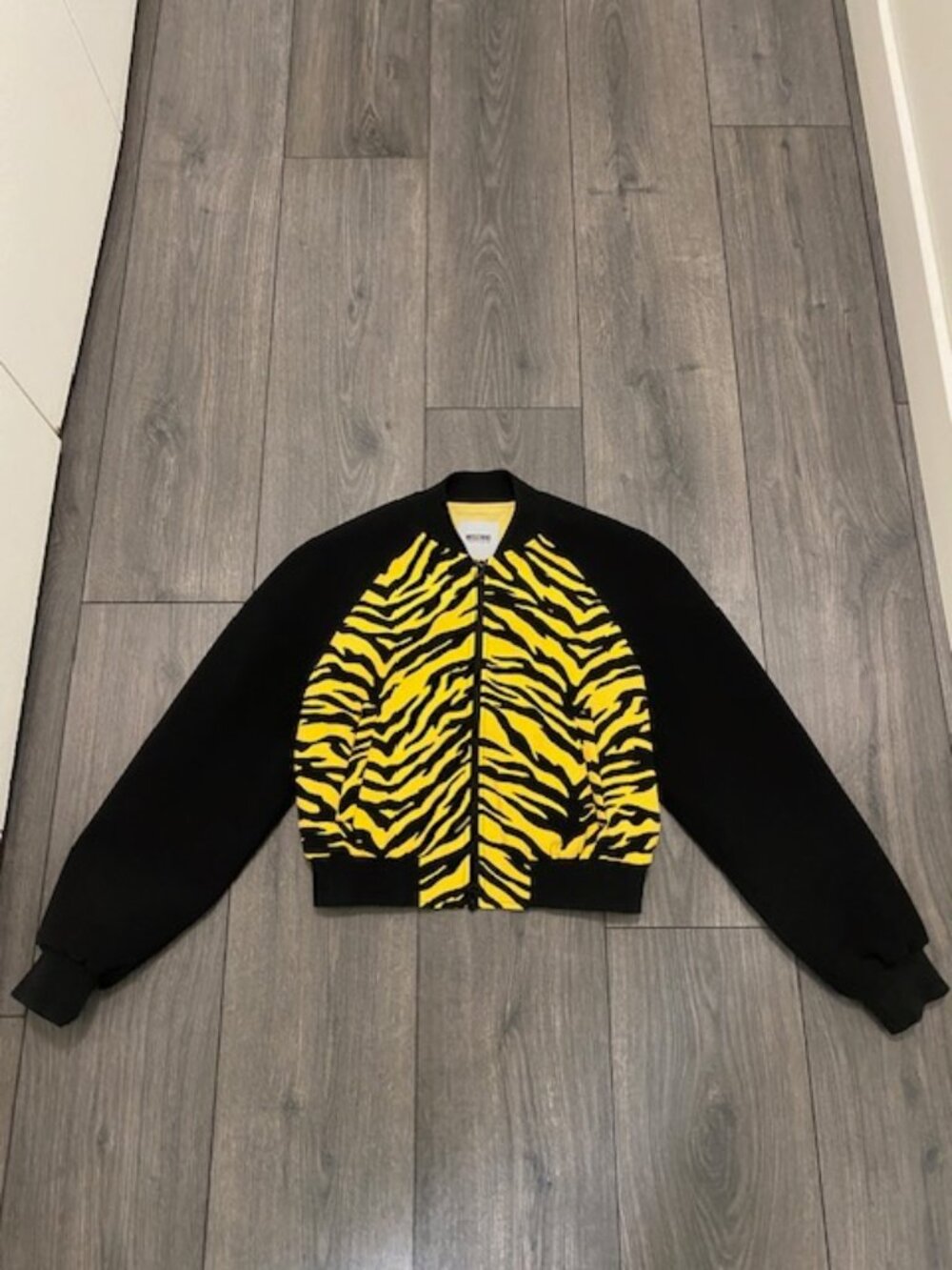 Moschino Zebra Print Cropped Bomber Jacket Size 6 NWT